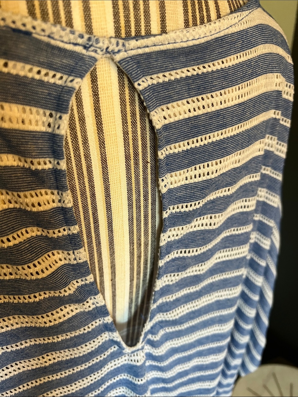 Free People, Large, keyhole back, Blue & White Striped Boatneck Tunic, flowy - Picture 7 of 10
